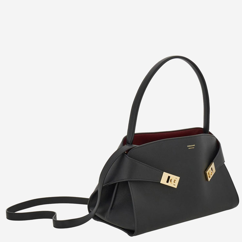 Ferragamo Hug Shoulder Bag — Black Leather