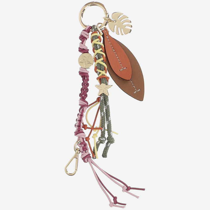 Cuba Lab Leather & Braided Fabric Keychain — Brown And Belt