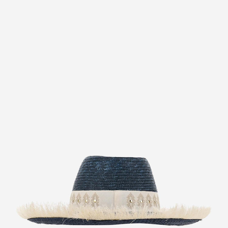 Ferruccio Vecchi 385981 Sun Hat — Navy Straw