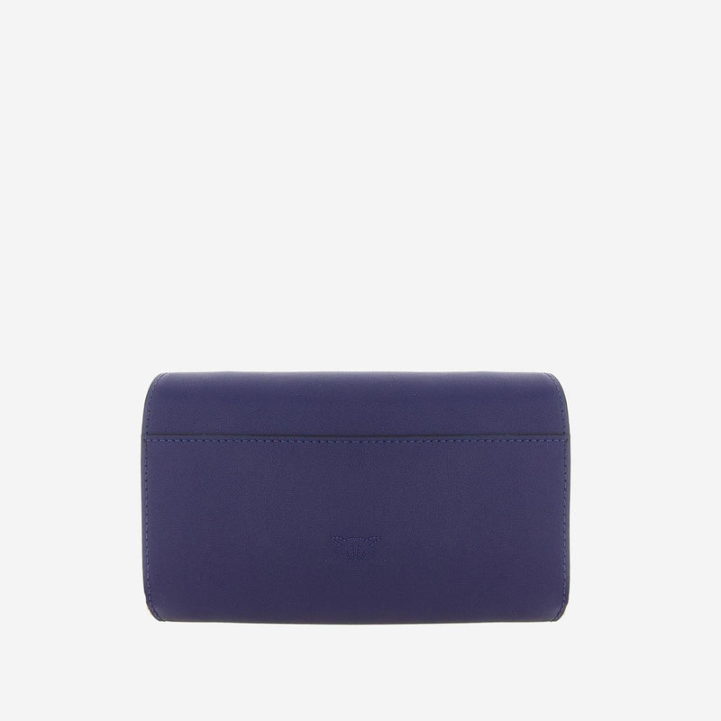 Pinko Diamond-Cut Love Birds Clasp Wallet — Purple Leather