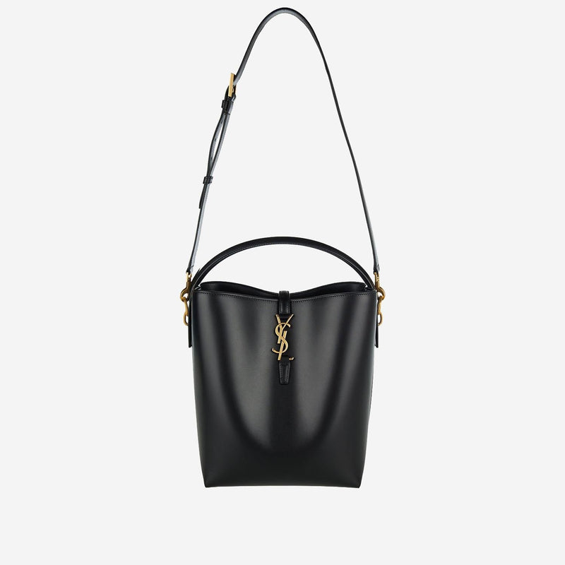 Saint Laurent Calfskin Leather Top Handle Bag — Black