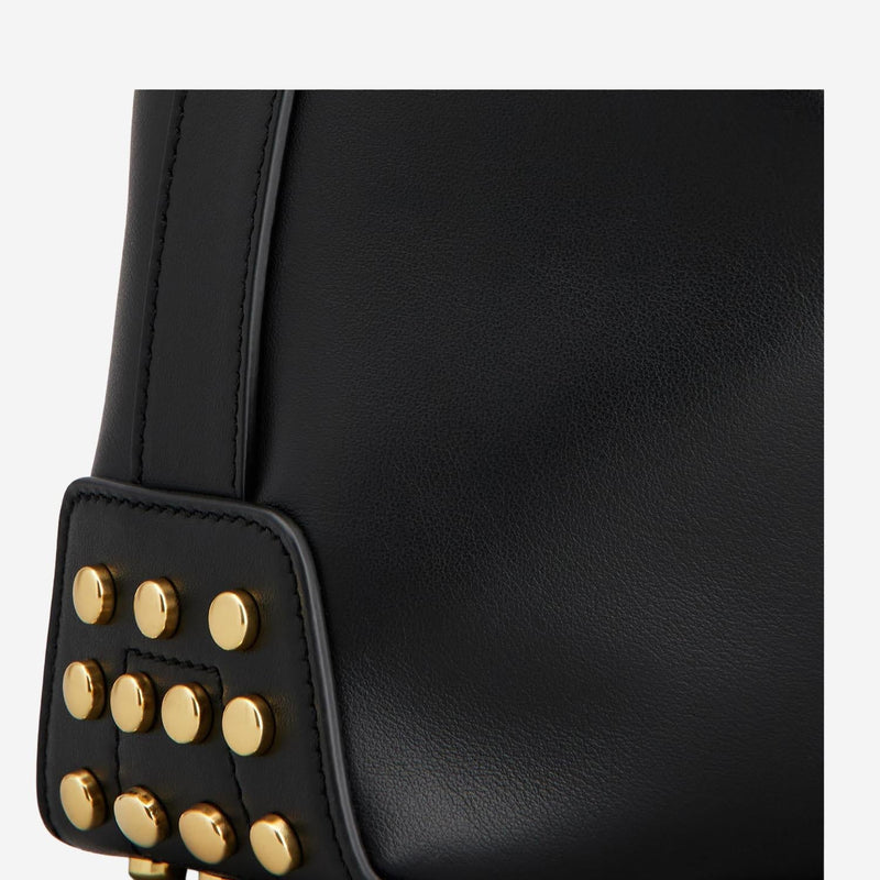Tods Metal Dots Calfskin Shoulder Bag — Black