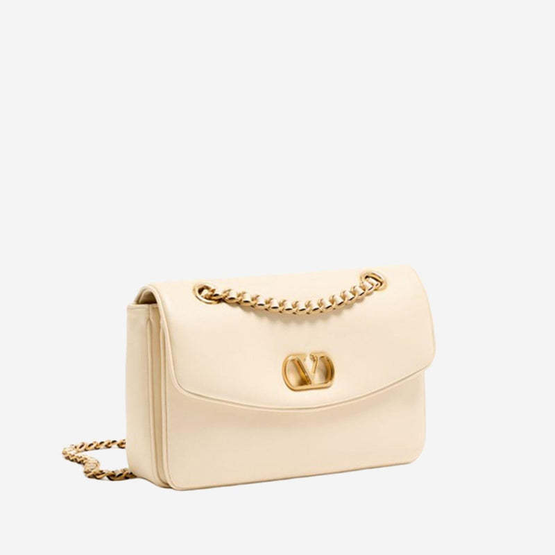 Valentino Garavani Djuna Shoulder Bag — Ivory Leather