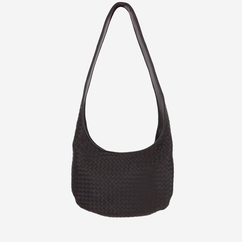 Bottega Veneta Intricately Woven Leather Shoulder Bag — Brown