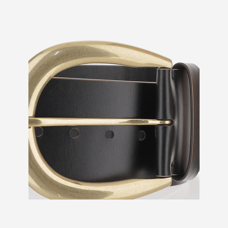 Chloé Calfskin Leather With Gold-Plated Brass Buckles Belt — Black