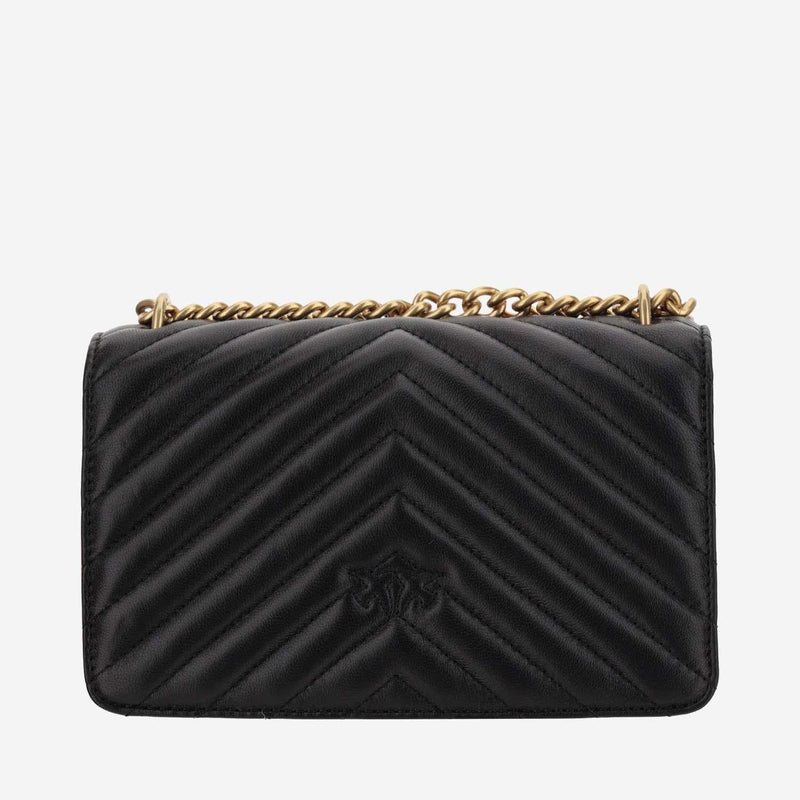 Pinko Love Shoulder Bag — Black Leather