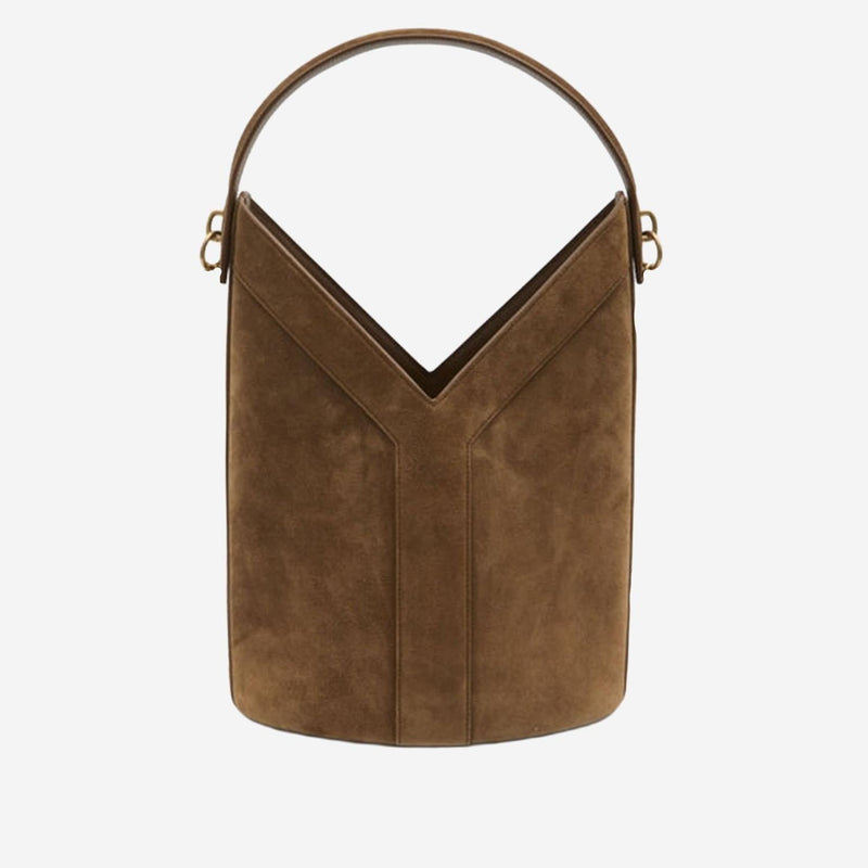 Saint Laurent Bucket Bag — Brown Suede