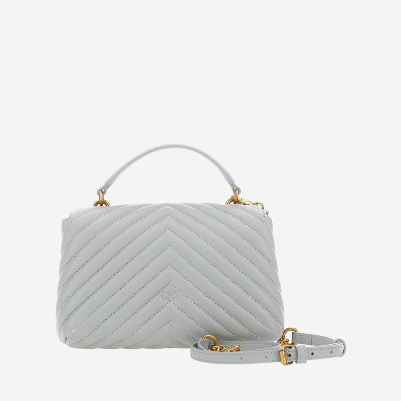 Pinko Quilted Calf Leather Shoulder Bag — Gray