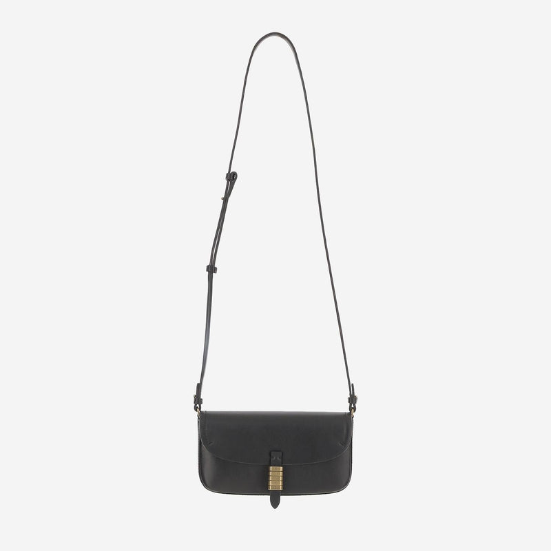 Pinko Saddle Leather Shoulder Bag — Black