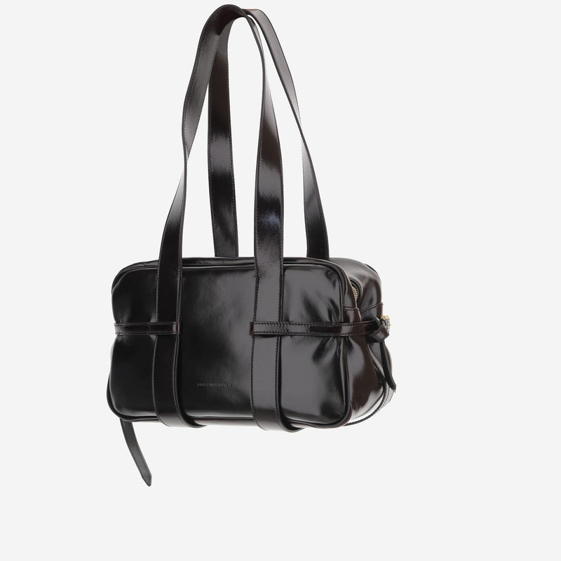 Dries Van Noten Glossy Leather Shoulder Bag — Brown
