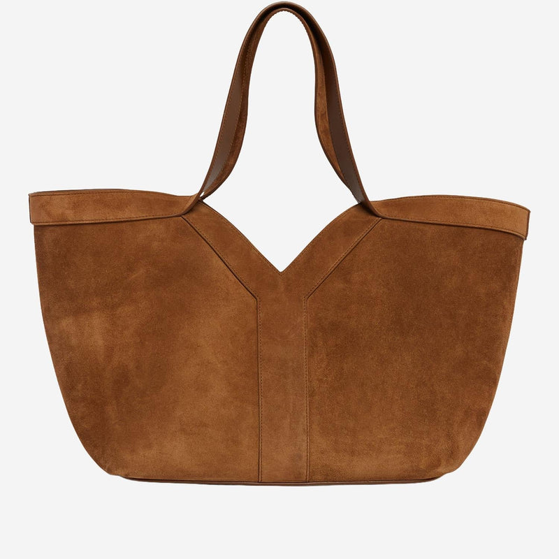 Saint Laurent Suede Tote Bag — Brown
