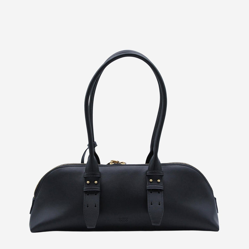 Pinko Escape Shoulder Bag — Black Leather