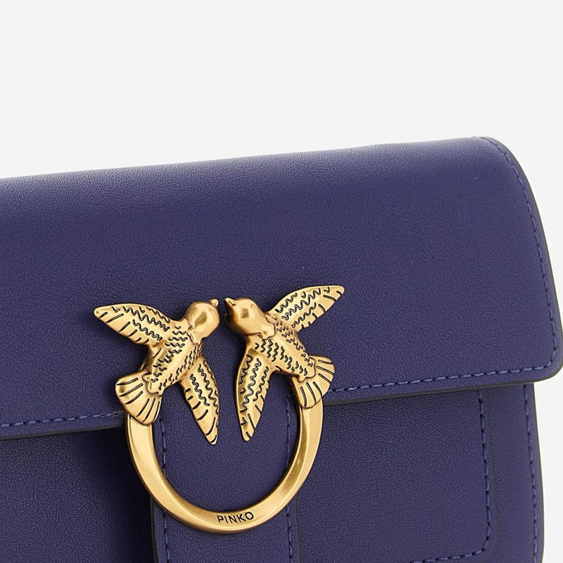 Pinko Diamond-Cut Love Birds Clasp Wallet — Purple Leather