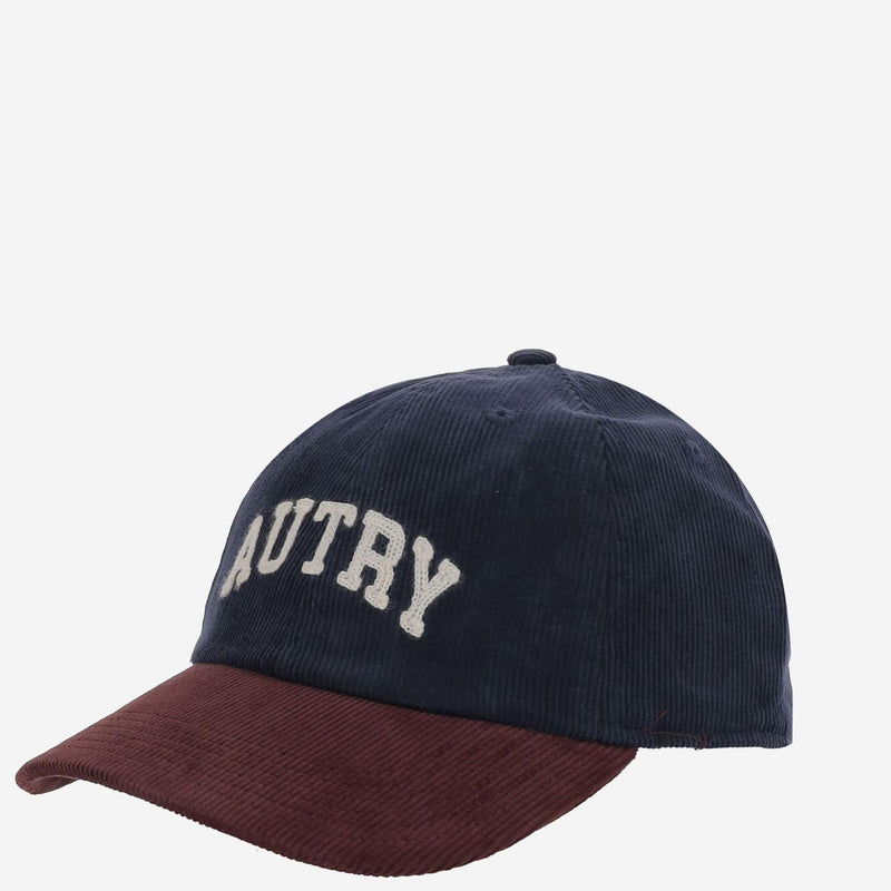 Autry Acpuq9bv Velvet Colorblock Baseball Cap — Navy Cotton Caps