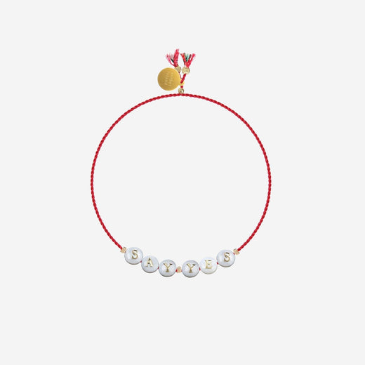 Sorbet Island Lettered Glass Bead Bracelet — Red Fabric Bracelets