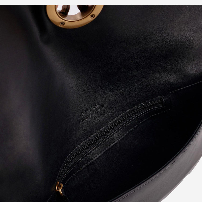 Pinko Love Bag Click Clutch — Black Leather