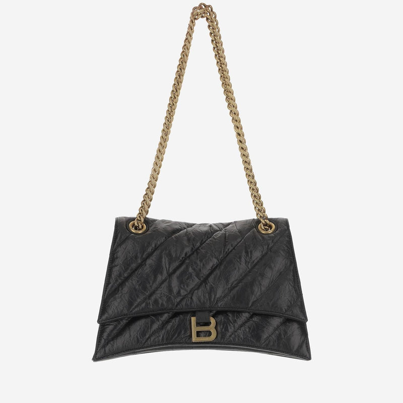 Balenciaga Crush Shoulder Bag — Black Calfskin
