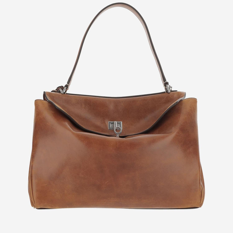Balenciaga Lambskin Leather Shoulder Bag — Brown
