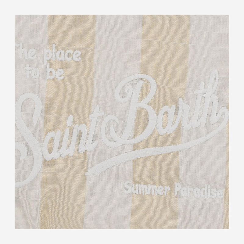 Mc2 Saint Barth Striped Canvas Clutch — Beige Polyester