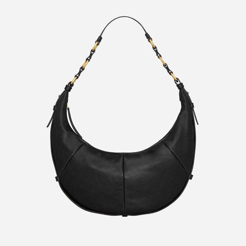 Saint Laurent Lambskin Leather Hobo Bag — Black