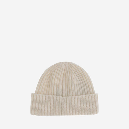 Golden Goose Gup01035 Ribbed Wool Beanie — White Beanies