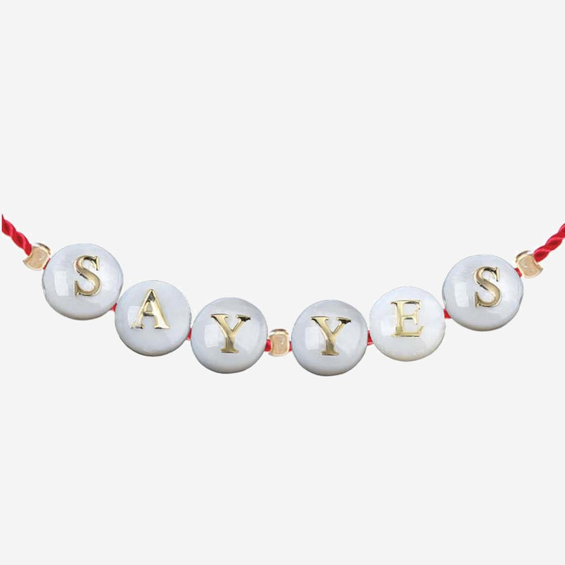 Sorbet Island Lettered Glass Bead Bracelet — Red Fabric Bracelets