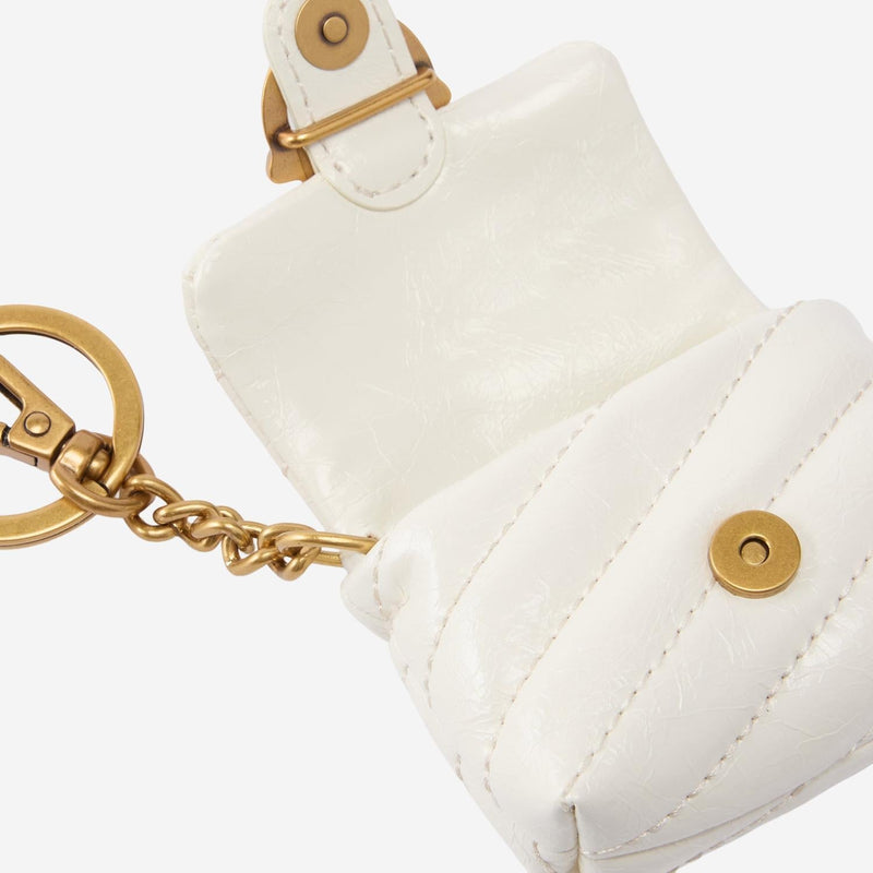 Pinko Quilted Calfskin Card Case — White Leather Cases