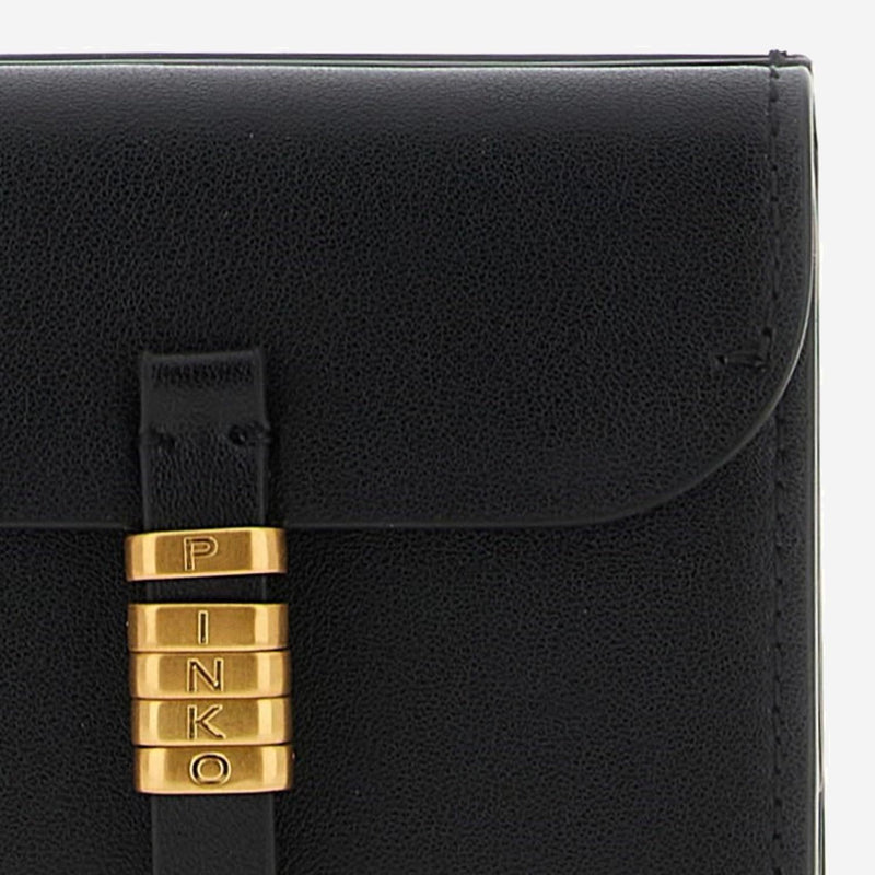 Pinko Leather Card Case Wallet — Black & Purses