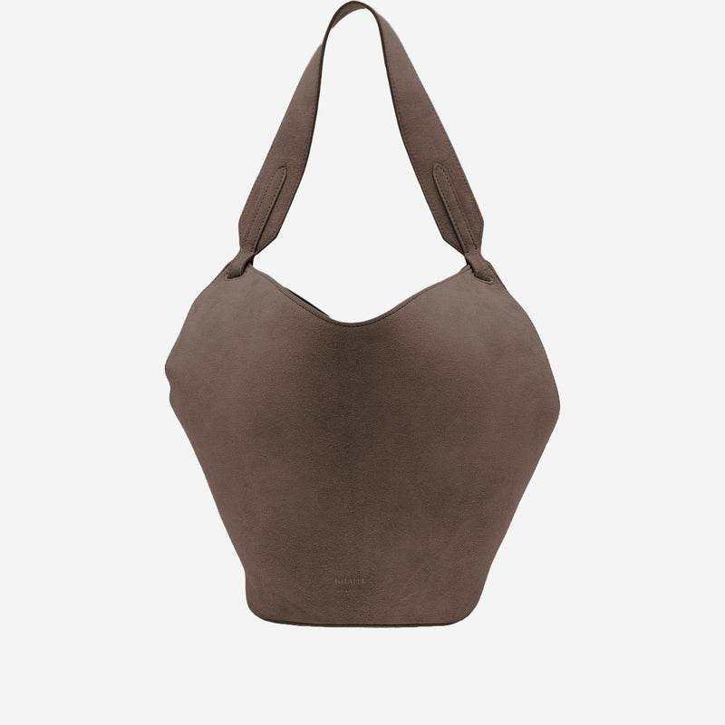 Khaite Lotus Mini Shoulder Bag — Brown Baby Calfskin