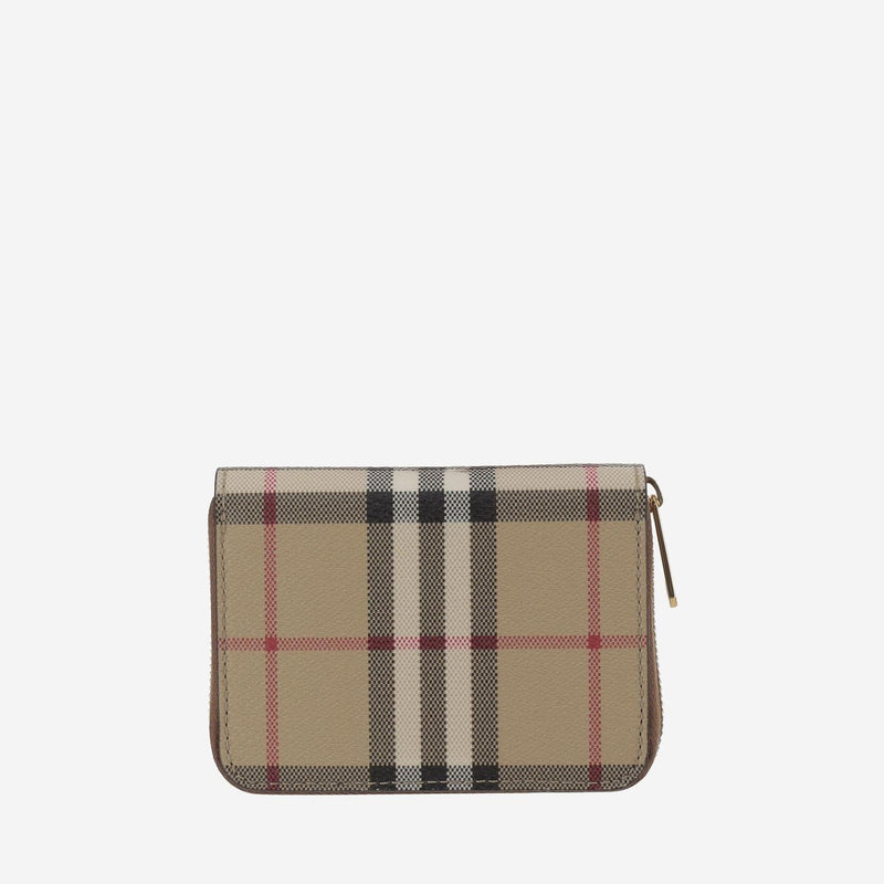 Burberry Check Pattern Wallet — Beige Polyurethane & Purses