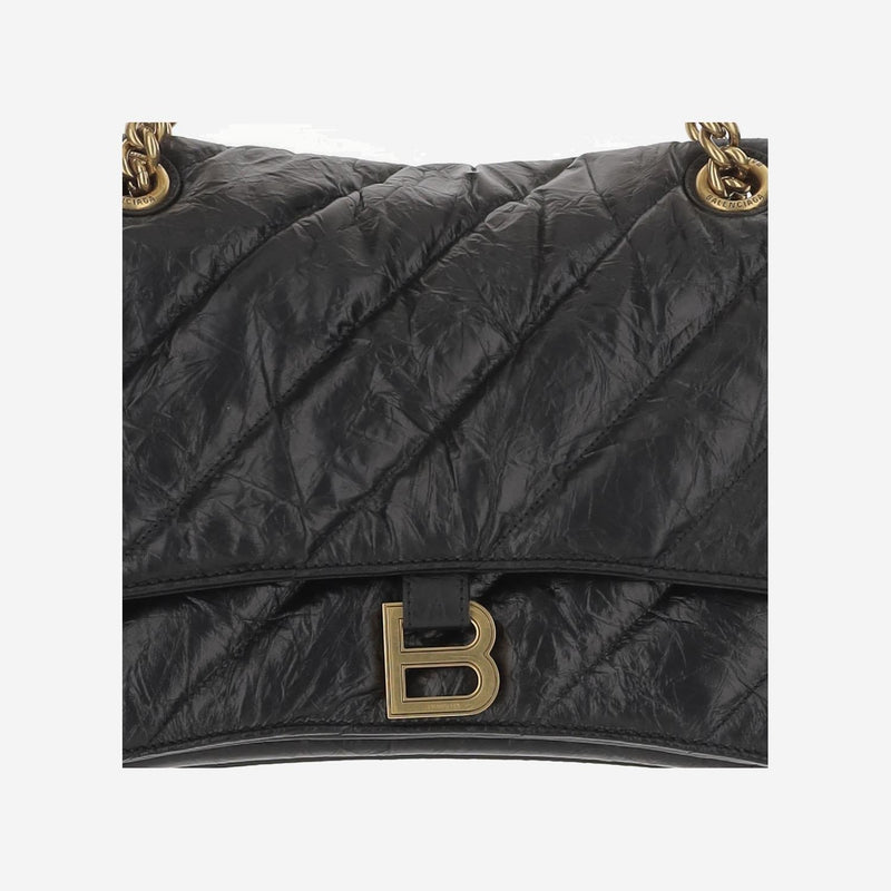 Balenciaga Crush Shoulder Bag — Black Calfskin
