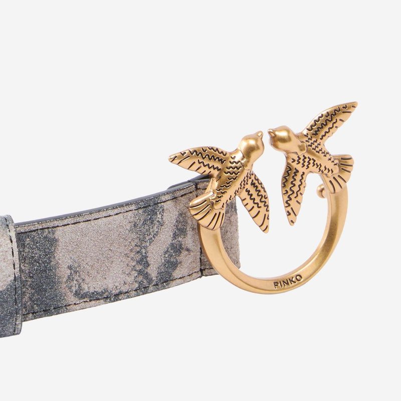 Pinko Love Birds Buckle Leather Belt — Multicolor