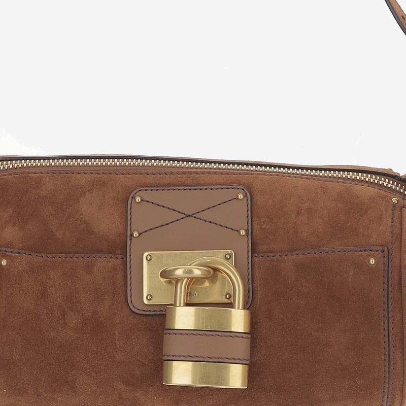 Chloé Paddington Shoulder Bag — Brown Suede