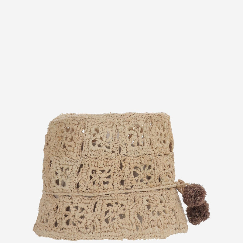 Bonpoint S06gacw00002 Perforated Raffia Sun Hat — Beige
