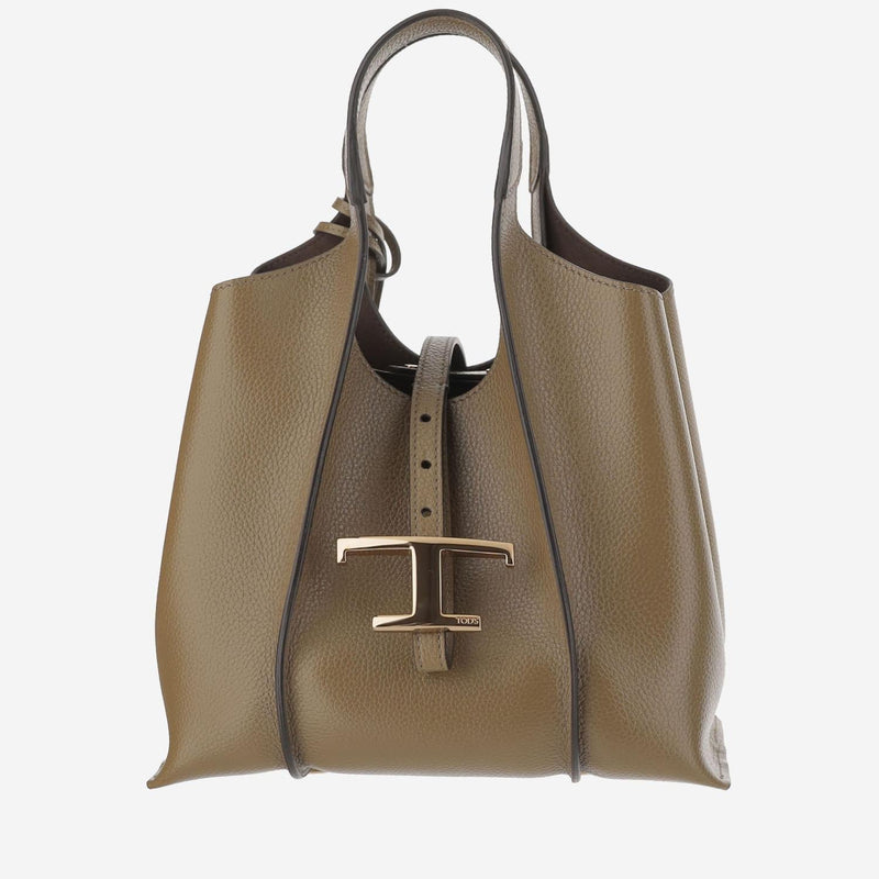 Tods Grained Calfskin Shoulder Bag — Brown