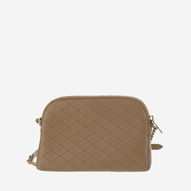 Saint Laurent Quilted Lambskin Shoulder Bag — Beige Leather