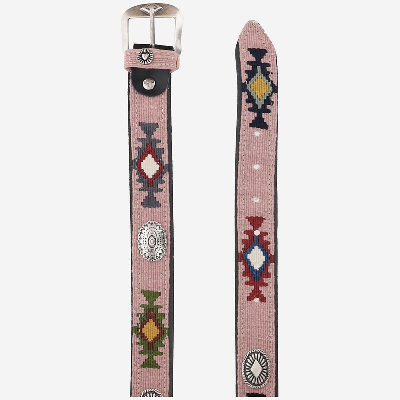 Waitz Azteca Belt — Pink Leather And Fabric