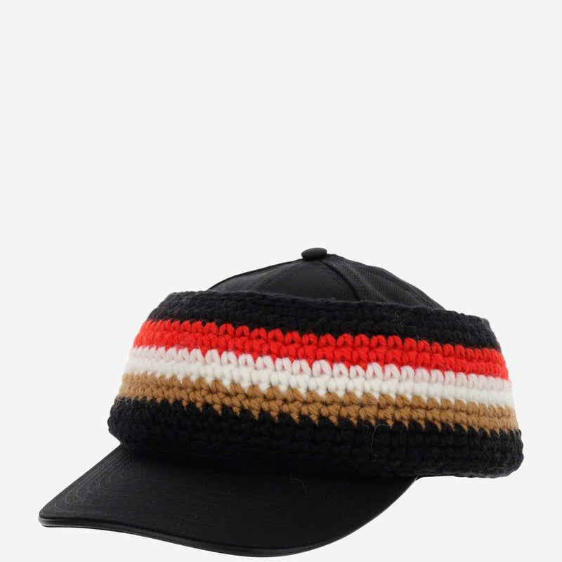Burberry 8052498 Crochet Headband Baseball Cap — Black Cotton Caps