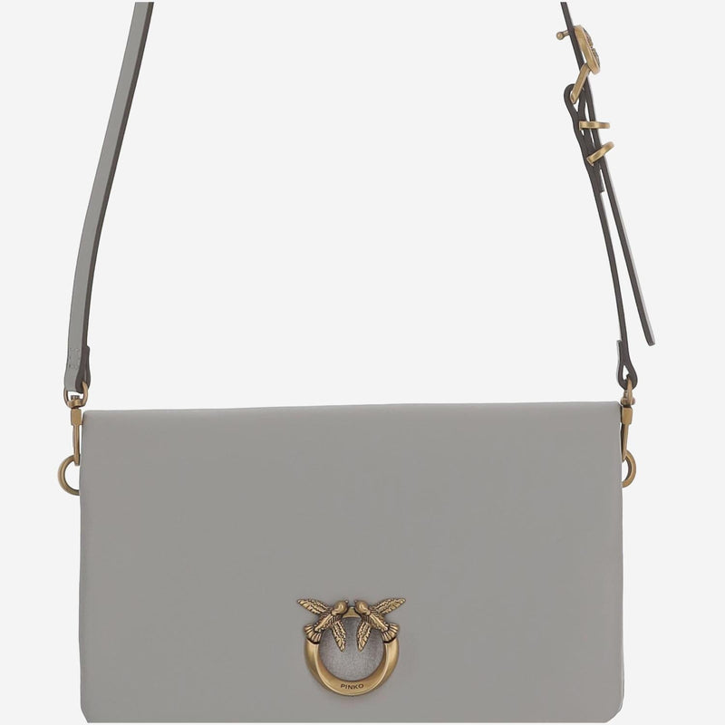 Pinko Smooth Leather Shoulder Bag — Grey