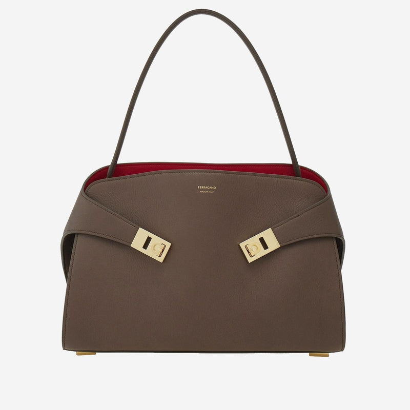 Ferragamo Hug Shoulder Bag — Brown Leather