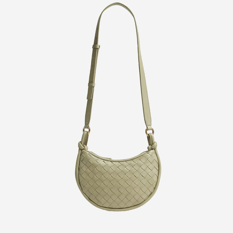 Bottega Veneta Intrecciato Lambskin Shoulder Bag — Green