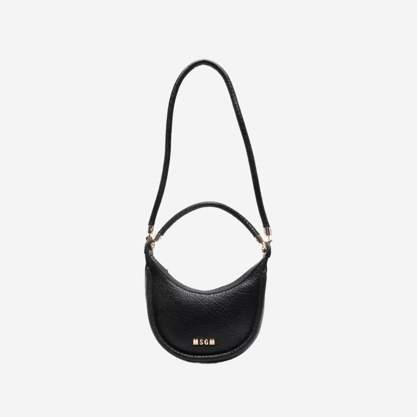 Msgm Curved Polyurethane Shoulder Bag — Black