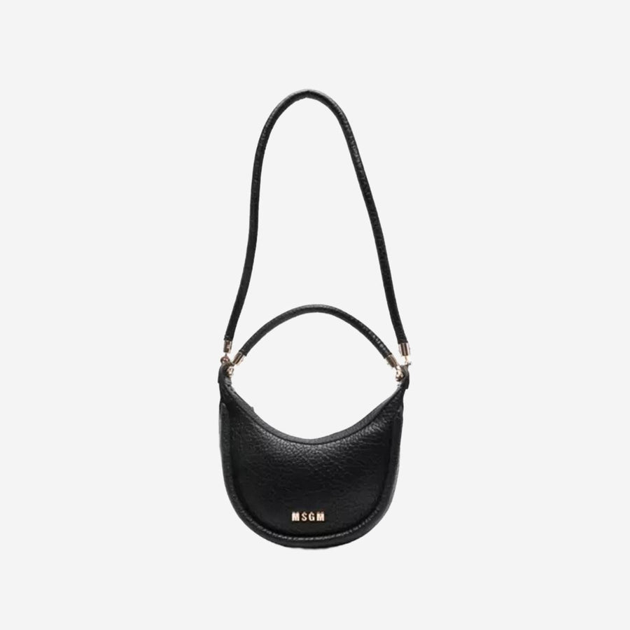 Msgm Curved Polyurethane Shoulder Bag — Black