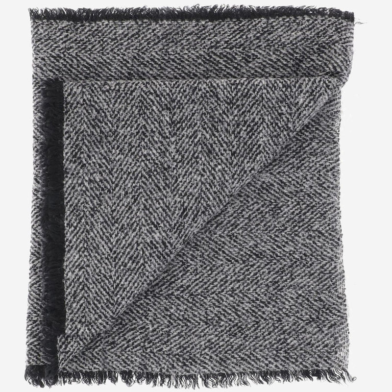 Faliero Sarti Wool-Blend Herringbone Scarf — Gray Scarfs