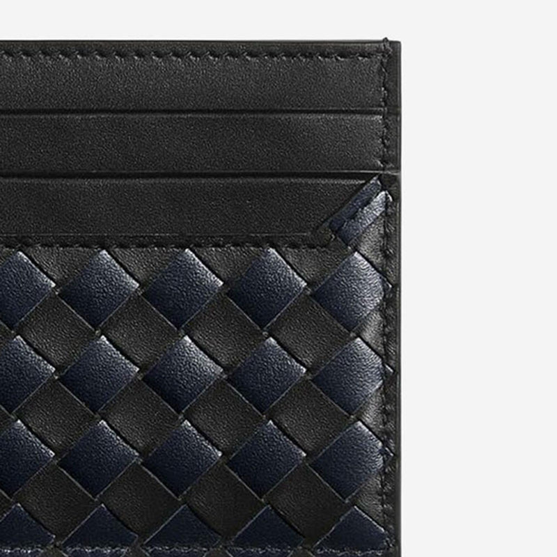 Bottega Veneta Woven Calfskin Card Case — Black Wallets & Cardholders