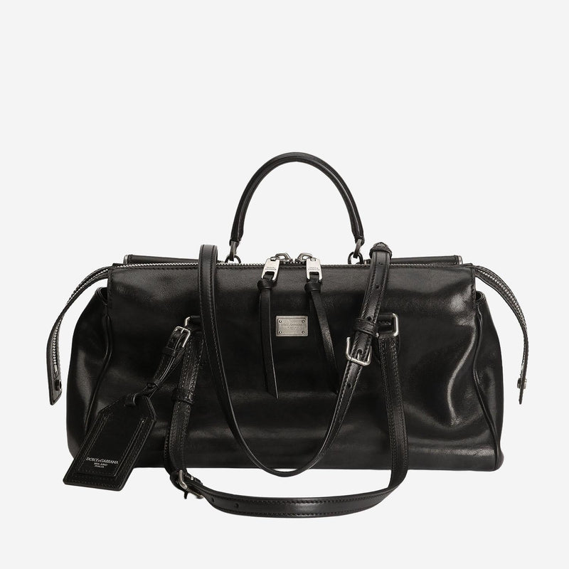 Dolce & Gabbana Vittoria Shoulder Bag — Black Calfskin