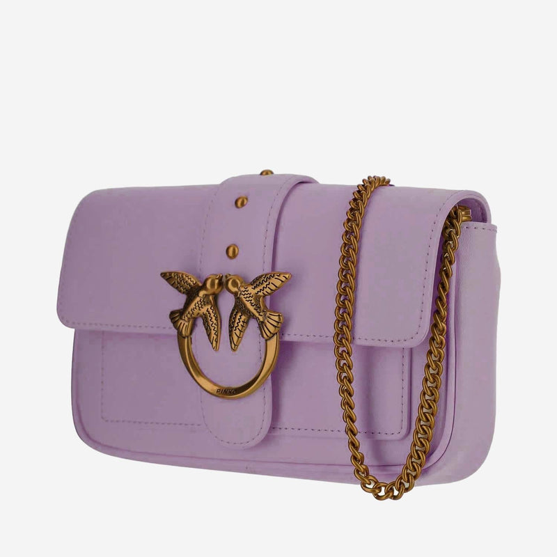 Pinko Love Shoulder Bag — Purple Leather
