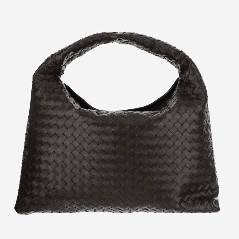 Bottega Veneta Hop Top Handle Bag — Brown Calf Skin