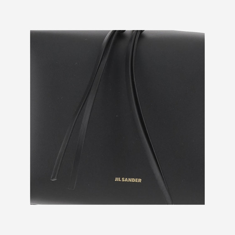 Jil Sander Logo-Embellished Calf Leather Shoulder Bag — Black
