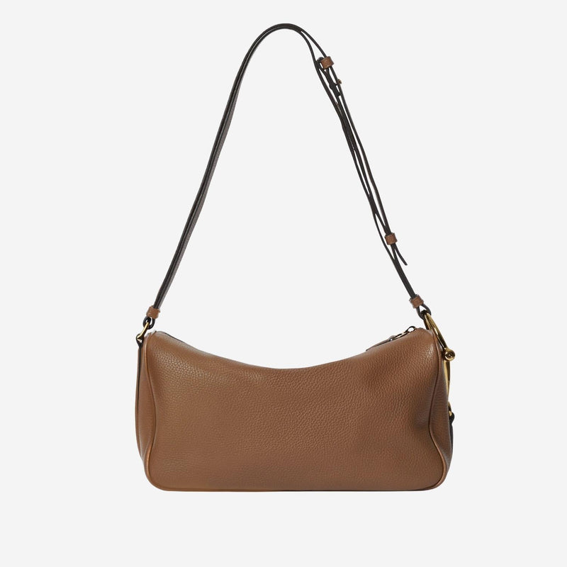 Gucci Half Horsebit Leather Shoulder Bag — Brown